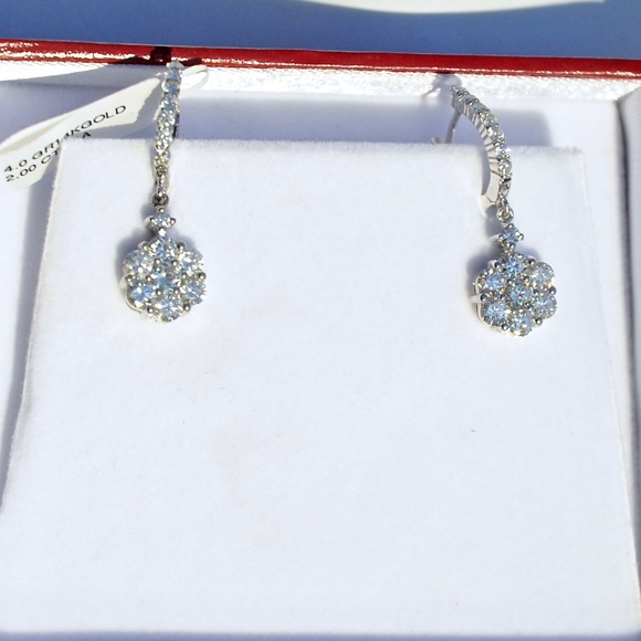 14 karat white gold diamond earrings, 2.0 carats - Picture 3 of 4